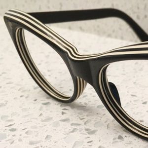 Funky Cool Black & White Cat Eye Eyeglass Frame Made in Italy - Unbranded